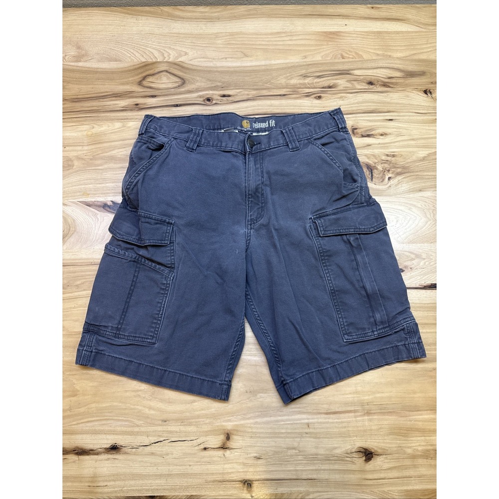Carhart 103542 Men's Gray Relaxed Fit Cargo Style Work Shorts Size 34x10
